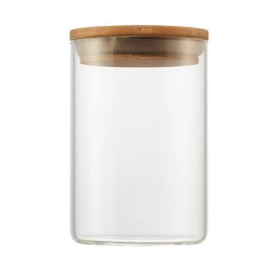 Image showing  Small Glass Canisters with Bamboo Lids Set, 3 pc.