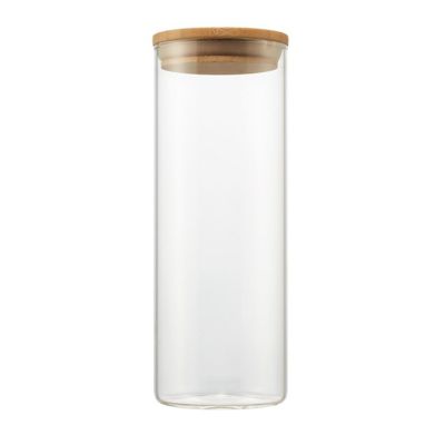 Image showing  Small Glass Canisters with Bamboo Lids Set, 3 pc.
