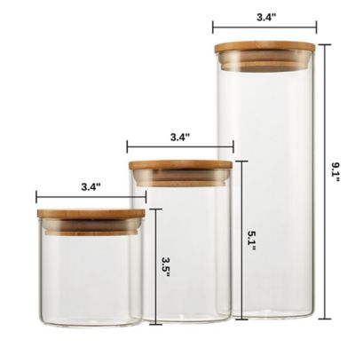 Image showing 5 th TRINITY Small Glass Canisters with Bamboo Lids Set, 3 pc.