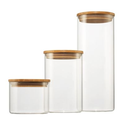 TRINITY Glass Canister Set with Bamboo Lid, Large