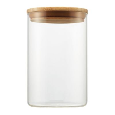 Image showing  Large Glass Canisters with Bamboo Lids Set, 3 pc.