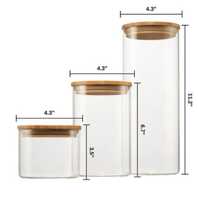 Image showing 5 th TRINITY Large Glass Canisters with Bamboo Lids Set, 3 pc.