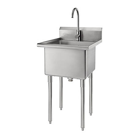 NEW Sink 201 Stainless Steel Bowl Mop Sinks with Legs Cafe Laundry Trough 