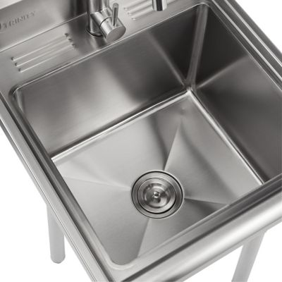 Image showing  21.5 in. x 24 in. x 49.2 in. Stainless Steel Utility Sink with Faucet