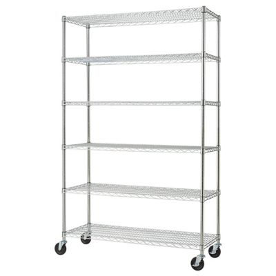 Image showing  6-Tier Basics EcoStorage Wire Shelving Rack with Wheels, 48 in. x 18 in. x 72 in., Chrome Color
