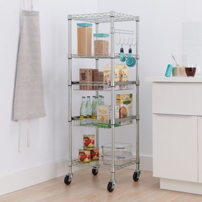 Image showing  5-Tier EcoStorage Square Rack with Wheels, NSF, Chrome color