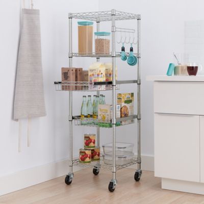 Image showing  5-Tier EcoStorage Square Rack with Wheels, NSF, Chrome color