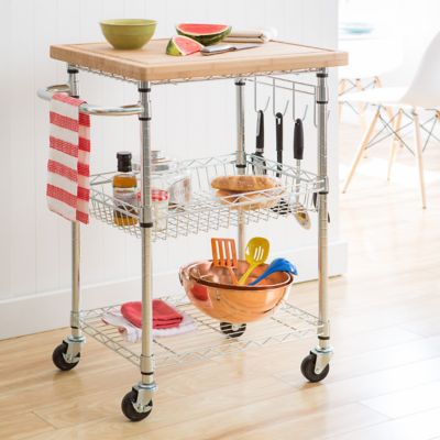 Image showing  EcoStorage Bamboo Kitchen Cart, Chrome color