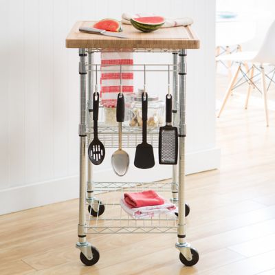 Image showing  EcoStorage Bamboo Kitchen Cart, Chrome color