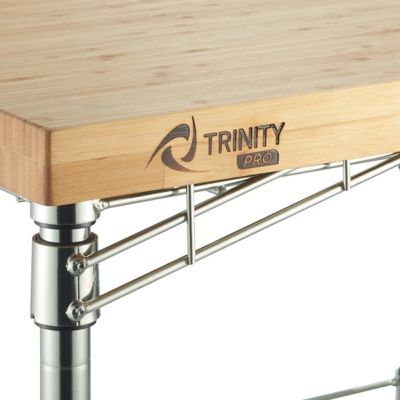Image showing 7 th TRINITY Pro EcoStorage Expandable Bamboo-Top Kitchen Cart, Chrome color