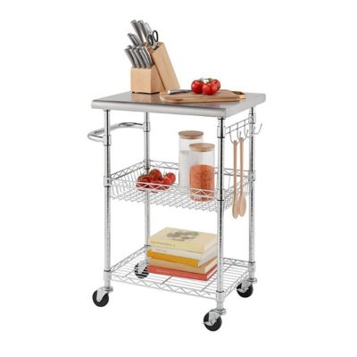 TRINITY EcoStorage 24 in. Stainless Steel Kitchen Cart NSF