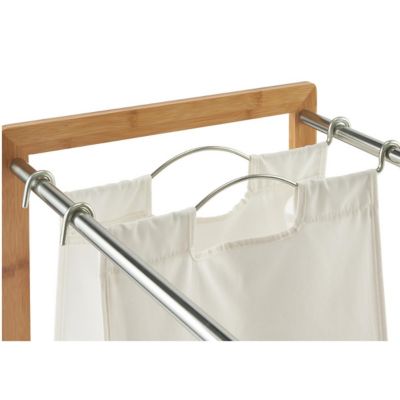 Image showing  3-Bag Ecostorage Bamboo Laundry Cart, Chrome poles