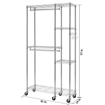 Image showing 6 th TRINITY EcoStorage Rolling Closet Organizer, 41 in., Chrome