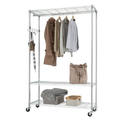 TRINITY EcoStorage 3-Tier 48 in. x 18 in. x 75.5 in. Rolling Garment Rack, Chrome Color