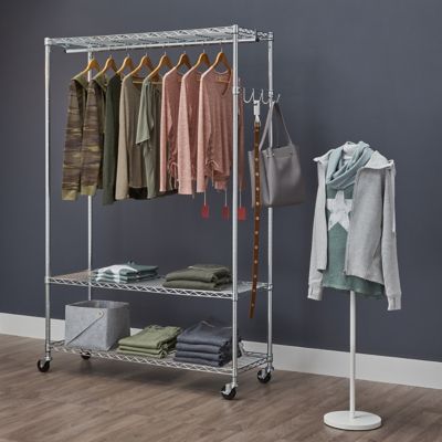 Image showing  3-Tier EcoStorage Rolling Garment Rack, 48 in., Chrome