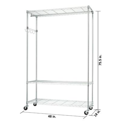 Image showing 5 th TRINITY 3-Tier EcoStorage Rolling Garment Rack, 48 in., Chrome