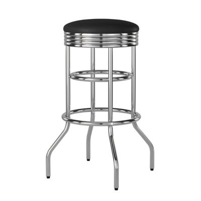 TRINITY 30 in. Assembled Swivel Stool, Chrome