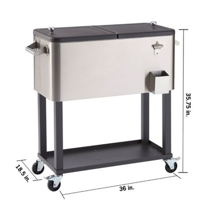 Image showing 7 th TRINITY 80 qt. Stainless Steel Cooler with Shelf