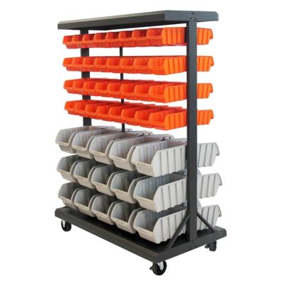 TRINITY 30-Bin Dual-Sided Mobile Bin Rack, 35.5 in. x 19.75 in.