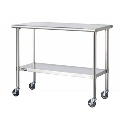TRINITY 48 in. x 24 in. x 35 in. Ecostorage Stainless Steel Table with Wheels Rolling table