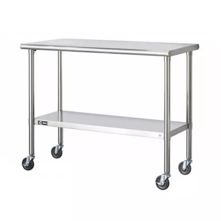 TRINITY EcoStorage Stainless Steel Table with Casters 48" x 24" x 35" Work Benches