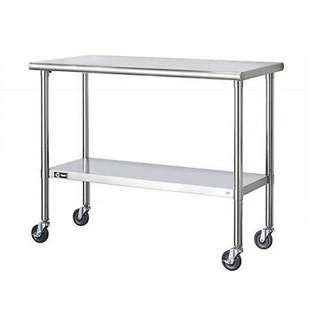 TRINITY 48 in. x 24 in. x 35 in. Ecostorage Stainless Steel Table with Wheels