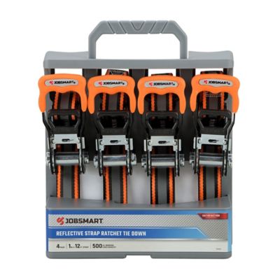 JobSmart 1 in. x 12 ft. Reflective Ratchet Tie-Downs, 4-Pack