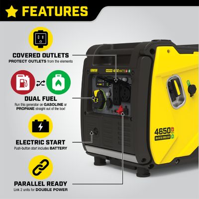 Image showing  4,650/3,650-Watt Dual-Fuel Portable Inverter Generator, Quiet Technology, CO Shield, Electric Start
