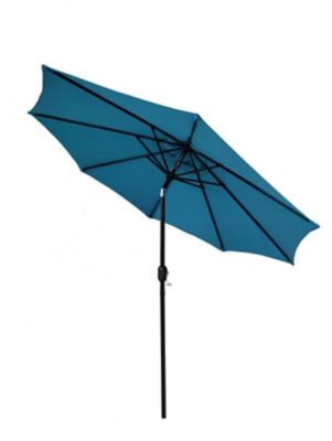 Image showing  9 ft. Octagonal Steel Market Umbrella with Crank and Tilt, Teal Blue