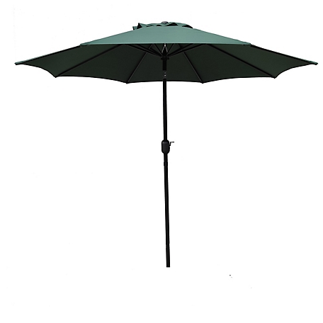 Caribbean Tropics 9 ft. Steel Market Umbrella, Dark Green