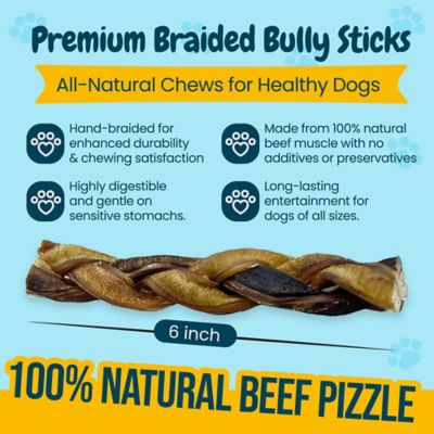 Image showing  6 in. All-Natural Braided Premium Bully Stick Dog Chew Treats, 3 ct.