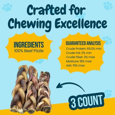 Image showing  6 in. All-Natural Braided Premium Bully Stick Dog Chew Treats, 3 ct.