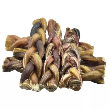 Hotspot Pets 6 in All Natural Braided Bully Stick Dog Chews 6 ct Dog Bones Rawhide & Rawhide Alternative