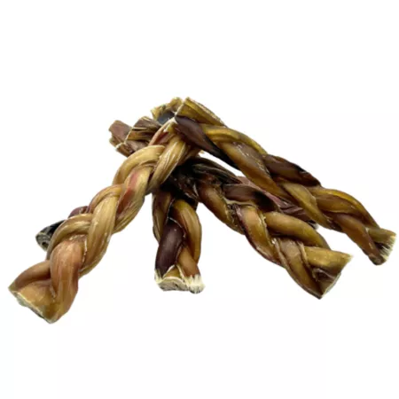 Hotspot Pets 6 in All Natural Braided Bully Stick Dog Chews 12 ct Dog Bones Rawhide & Rawhide Alternative