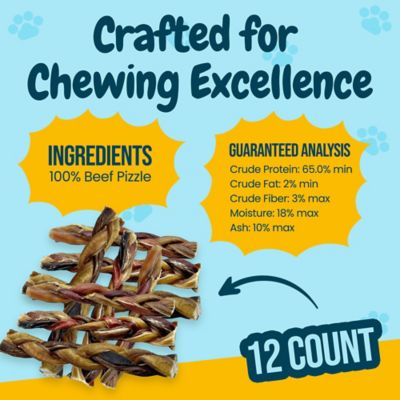 Image showing  6 in. All-Natural Braided Premium Bully Stick Dog Chew Treats, 12 ct.