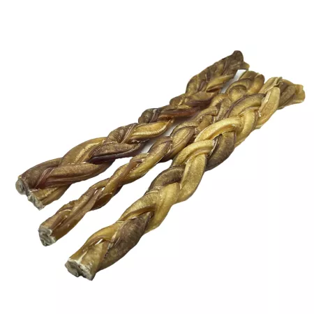 Hotspot Pets 12" All Natural Braided Bully Stick Dog Chews 3 ct Dog Bones Rawhide & Rawhide Alternative