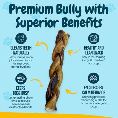 Image showing  12 in. All-Natural Braided Premium Bully Stick Dog Chew Treats, 3 ct.