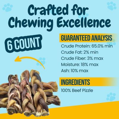 Image showing  12 in. All-Natural Braided Premium Bully Stick Dog Chew Treats, 6 ct.