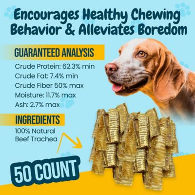 Image showing  6 in. All-Natural Split Beef Trachea Dog Chew Treats, 50 ct.
