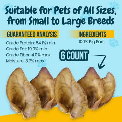 Image showing  Large Whole Pig Ears Dog Treats, 6 ct.