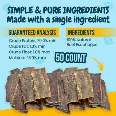 Image showing  Flat Beef Gullet Dog Dental Treats, 6 in., 50 ct.