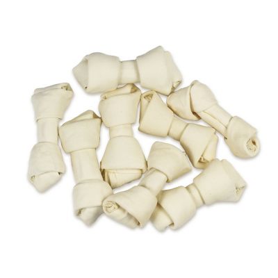 Hotspot Pets 4-5 in. All Natural White Knotted Rawhide Bone Dog Chew Treats, 6 ct.