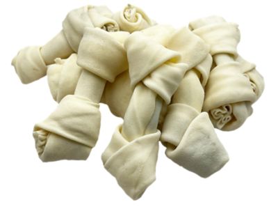 Hotspot Pets 4-5 in. All Natural White Knotted Rawhide Bone Dog Chew Treats, 6 ct.