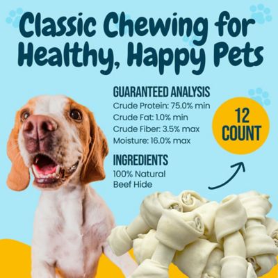 Image showing  4-5 in. All-Natural White Knotted Rawhide Bone Dog Chew Treats, 12 ct.