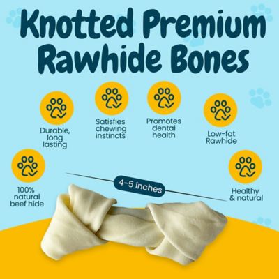 Image showing  4-5 in. White Knotted Rawhide Bone Dog Chew Treats, 24 ct.