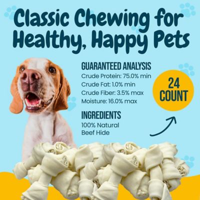 Image showing  4-5 in. White Knotted Rawhide Bone Dog Chew Treats, 24 ct.