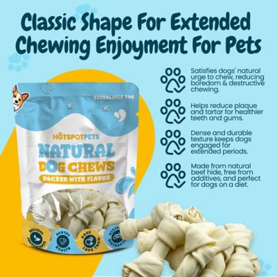 Image showing  4-5 in. White Knotted Rawhide Bone Dog Chew Treats, 24 ct.