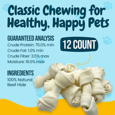 Image showing  6-7 in. Natural White Knotted Rawhide Bone Dog Chew Treats, 12 ct.