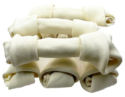 Hotspot Pets 8-9 in. Natural White Knotted Rawhide Bone Dog Chew Treats, 6 ct.