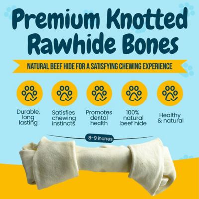 Image showing  8-9-in Knotted Rawhide Bones Dog Treats, 6 ct.